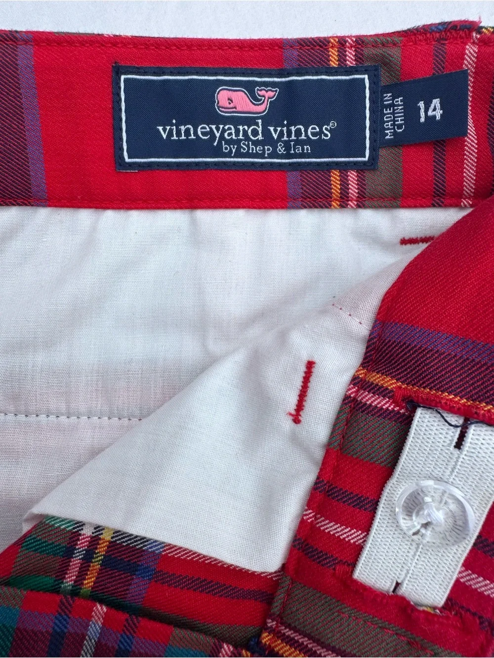 Vineyard Vines Red Tartan Plaid Kids Pants